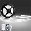 NELUX Striscia LED COB 5 Metri Bianco Freddo, Luci LED Strisce Sottopensile Cucina, Camera e TV Light Strip. Luce Interne Adesive Dimmerabili, 480LED/m, 6500K. Include Telecomando, Trasformatore 24V