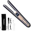Straxelle Piastra e Arricciacapelli 2 in 1 Senza Fili, 10000mAh Piastra Capelli, Display LED con 4 Temperature (160°C-220°C), Ioni Negativi Cordless Hair Straightener Senza Fili Ideale per Viaggio (Blu Scuro)