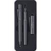 Faber-Castell - Set da scrittura Grip All Black con penna stilografica | Set regalo in astuccio metallico con penna stilografica M e penna a sfera XB in design total black