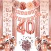 BITOYO Palloncini 40 Anni Compleanno, Oro Rosa Decorazioni Compleanno 40 anni, Addobbi 40 Anni Compleanno Donna, Decorazioni Compleanno Rosa Gold, Compleanno Banner, per Feste di Compleanno