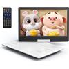 YOTON Lettore DVD portatile da 16,9 pollici con schermo HD rotante da 14,1 pollici, ideale per l'auto, con autonomia della batteria di 4-6 ore, funzione di riproduzione intelligente, supporto USB/SD (bianco)