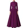 Genérico Vestito medievale da donna a maniche lunghe stile a abiti da cocktail con collo alto abito vittoriano gotico elegante abiti da festa abbigliamento casual costume di Halloween