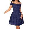 Meetjen Abito da ballo da donna scintillante per adolescenti, spalle scoperte, corto, linea ad A, con spalline sottili, abito in tulle per ritorno a casa