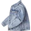 Genérico Giacca di jeans da uomo classica giacche in denim liscio casual da esterno due tasche Blazer sportivo con tasche e fascia di bottoni ampia, Blu chiaro, M