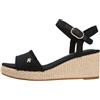 Tommy Hilfiger Espadrillas da donna Mid Woven Wedge Espad Fringe FW0FW09470 Zeppa, NERO (nero), 38