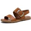 Sorel Donna ELLA III SLINGBACK, comodi sandali piatti in pelle con cinturino alla caviglia per l'estate