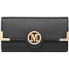 Miss Lulu Portafoglio lungo da donna in pelle PU, elegante portafoglio con scomparti per carte di credito, multicolore con scomparto per cellulare, Nero, L, Moderno