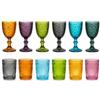 cecaro group Set 12 Pezzi Bicchieri e Calici in Pasta di Vetro Colorato - 6 Calici da 350 ml + 6 Bicchieri Acqua da 300 ml - Linea Mosaico