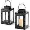 GAOUTO 3 lanterne per esterni, 10 x 16,5 cm, lanterne per candele, lanterne da giardino, lanterne da giardino per portacandele, piccola lanterna in metallo per tavolo da caffè, caminetto (nero)