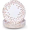MATICAN Piatti di carta per feste, confezione da 50 piatti usa e getta in oro bianco e rosa, a pois, 22,9 cm