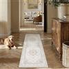 PureCozy Tappeto Corridoio Beige Antiscivolo 60x180cm | Lavabile, Vintage, Passatoia, Cucina, Scendiletto, Camera da Letto, Sala, Ufficio, Lungo, Pelo Corto, Morbido
