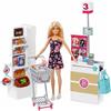 Mattel Barbie Bambola, Supermercato, Carrello Funzionante e Tanti Accessori, FRP01