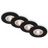 BRILONER - Set di 4 luci da incasso a soffitto, dimmerabili, lampade da incasso a LED ultrapiatte, faretto da incasso per bagno, faretto da incasso per bagno IP44, nero opaco, 90x25 mm (DxH)