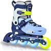 LIRENGUI Pattini in linea per bambini e bambina, Regolabili pattini in linea a 4 ruote per ragazzi ragazze e adolescenti con ruote luminose per lo sport, Blu Verde, Large