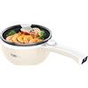 Vocha Padella Elettrica con Coperchio e Manico, Mini Pentola Elettrica Cuocipasta Da 1,5 Litri, Diametro 20 Centimetri, Rivestimento Antiaderente, Fornello Elettrico Portatile da Viaggio (Beige)
