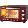 WOLTU Forno per Pizza da 32L, Fornetto Elettrico Piccolo con Girarrosto, 4 Resistenze, Timer 60 min, Temperatura 100-230°C, 1600W, Porta con Doppi Vetri, Rosso