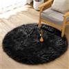 ORINOVA Tappeto Peloso Nero Rotondo 120 cm Camera da Letto Scendiletto Rug Tappeti Morbido Lavabile in Lavatrice Moderno Salotto