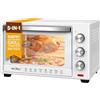 WOLTU Forno per Pizza da 32L, Fornetto Elettrico Piccolo con Girarrosto, 4 Resistenze, Timer 60 min, Temperatura 100-230°C, 1600W, Porta con Doppi Vetri, Bianco