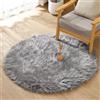 ORINOVA Tappeto Peloso Grau Rotondo 120 cm Scendiletto Camera da Letto Tappeti Rug Morbido Lavabile in Lavatrice Moderno Salotto