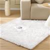 ORINOVA Tappeto Peloso Bianco 120x180 cm Rug Morbido Scendiletto Tappeti Camera da Letto Lavabile in Lavatrice Moderno Salotto