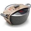 ACCADEMIA MUGNANO - Casseruola antiaderente 2 manici con coperchio in vetro Regina di pietra Induction diametro 20 cm