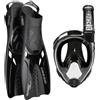 CRESSI COMBO BARON + TONGA NERO/NERO/NERO L/XL Kit Snorkeling - Maschera Granfacciale e Pinne