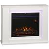 HOMCOM Camino Elettrico Potenza 1000W / 2000W con Fiamma a 12 Colori e 5 Luminosità, Telecomando e Timer, 98x25x80 cm, Bianco e Nero | Aosom Italy