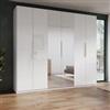 DEGHI Armadio battente 273x240h cm 6 ante reversibili bianco lucido con specchi e soft close - Cindy