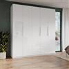DEGHI Armadio battente 228x240h cm 5 ante reversibili con soft close bianco lucido - Cindy
