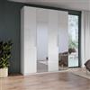 DEGHI Armadio battente 183x240h cm 4 ante reversibili con 2 specchi e soft close bianco lucido - Cindy