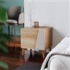 DEGHI Comodino 45x50h cm rovere cannettato e cashmere con 1 anta soft close e gambe in metallo oro - Quinara