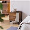 DEGHI Comodino 45x50h cm noce cannettato e cashmere con 1 anta soft close e gambe in metallo nero - Quinara