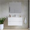DEGHI Mobile bagno sospeso 80 cm 2 cassetti bianco opaco cannettato con lavabo - Nosybe