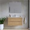 DEGHI Mobile bagno sospeso 80 cm 2 cassetti rovere acero cannettato con lavabo - Nosybe