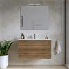DEGHI Mobile bagno sospeso 80 cm 2 cassetti rovere america cannettato con lavabo - Nosybe