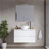DEGHI Mobile bagno sospeso 80 cm 2 cassetti bianco opaco cannettato con top - Nosybe