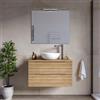 DEGHI Mobile bagno sospeso 80 cm 2 cassetti rovere acero cannettato con top - Nosybe