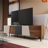 DEGHI Mobile porta tv 200x55h cm noce cannettato e cashmere con 5 ante soft close e gambe in metallo nero - Quinara