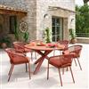 DEGHI Tavolo rotondo da esterno 130 cm in alluminio mogano con gambe incrociate - Busy