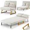 Shally Dogan Divano Letto 2 Posti Reclinabile 3 in 1, Poltrona Convertibile con Cuscini Chaise Lounge Seduta Imbottita Morbida, Copertura in Velluto Premium, Poltroncina Relax Salvaspazio (Crema)