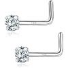 PunkTracker 20g 14K vero oro naso anelli CZ diamante finto naso borchie ipoallergenico narice naso piercing gioielli per donne uomini, Oro bianco