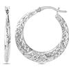 LeCalla Sterling Silver Jewelry polacco di livello Diamante-Cut Hoop orecchini per le donne