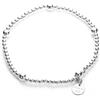 jewellerybox Bracciale elastico con maglia a perline in argento Sterling e targhetta rotonda incisa