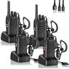 JUCJET Walkie Talkies 88E, PMR446 Radio bidirezionale senza licenza, PMR 446MHz Frequenza Civile Ricetrasmittente 16 canali, Portatile Walkie-Talkie Professionali con Auricolare (nero, 4 pezzi)