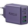 LumFocus Caricatore USB C, 40W 4Porto Rapido Presa USBC Multipla PD Adattatore+ QC Carica Spinotto, Spina Alimentatore USB Caricabatterie per iPhone 17 16 15 14 13 12 11 Pro Max Plus, iPad, Samsung S23 S24