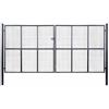 vidaXL Cancello da Giardino in Rete di Acciaio Zincato 400x200 cm Grigio