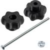 Aerzetix Set di 8 manopole di serraggio M6 / 4 viti M6x120 mm / 4 dadi M6