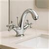 MAKA change your life quality Rubinetto Lavabo Bagno con Valvola Piletta Poup Up Universale per Scarico Lavandino Miscelatore 2 Comandi Manopole a Fiore Vintage Retro bidè Cromato - Argento (2 Manopole)