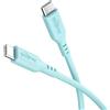 goobay Cavo in silicone da USB-C a USB-C 1,5 m, turchese - ricarica rapida 60 W PD, trasferimento dati 480 Mbit/s, flessibile, antigroviglio, con fascetta, per smartphone, notebook, console, ecc.