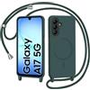 AOMYKE Magnetica Cover per Samsung Galaxy A17 con Cordino, [Compatibile con MagSafe] Custodia con Laccio Collana Tracolla Collo Liquido Silicone Antiurto TPU Antiurto Case - Verde